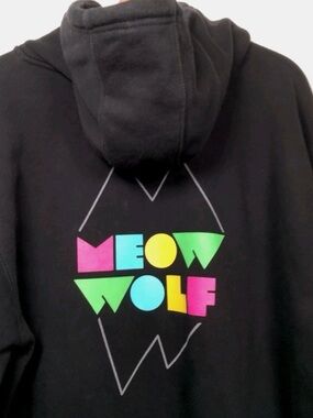 Meow Wolf Sweatshirt Black Neon Immersive Art Full Zip Hoodie